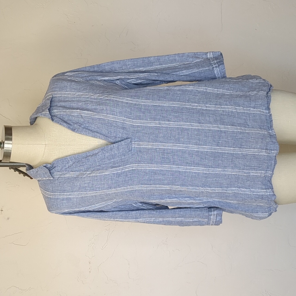 100% linen shirt, 3/4 length sleeves, Beachy,  Coastal Grandma